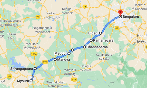 bangalore mysore expressway route map